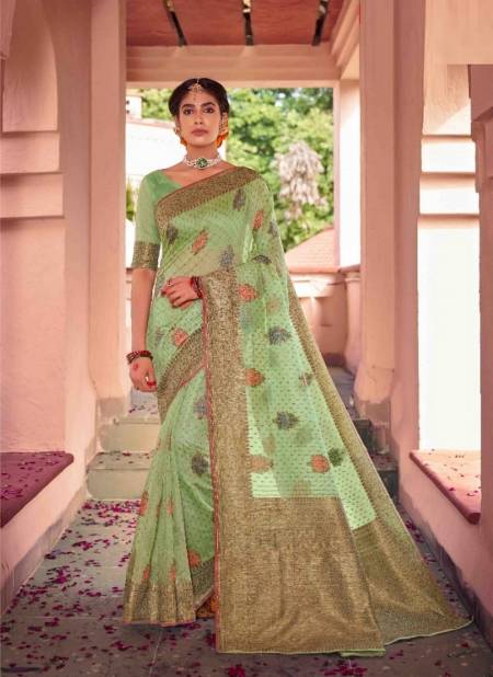 Pista Green Colour KAKSHYA SONAM Exclusive Wedding Wear Heavy Soft Cotton Latest Saree Collection 9301